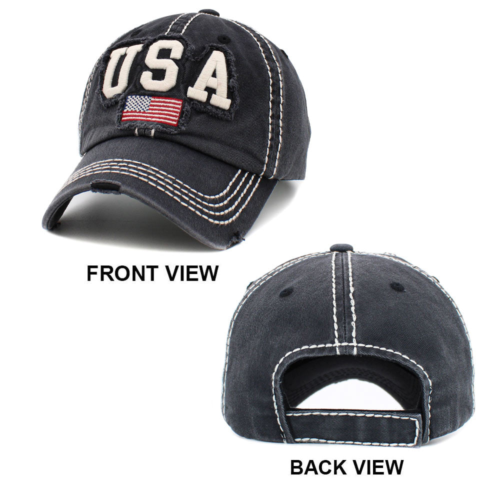 iLLASPARKZ American USA Flag Message Vintage Baseball Cap