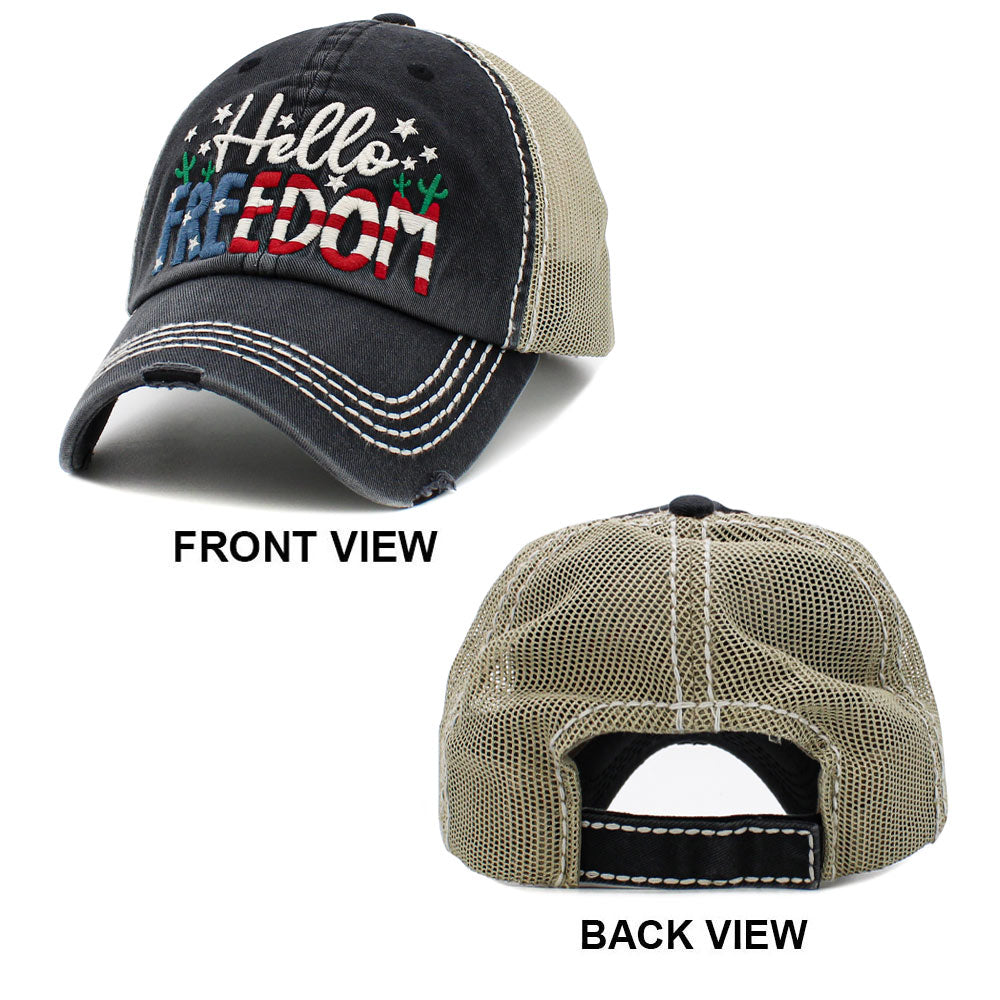 iLLASPARKZ Hello Freedom Message Mesh Back Vintage Baseball Cap