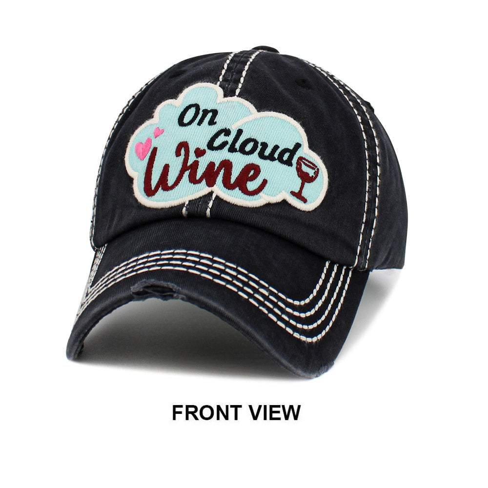 iLLASPARKZ On Cloud Wine Message Vintage Baseball Cap