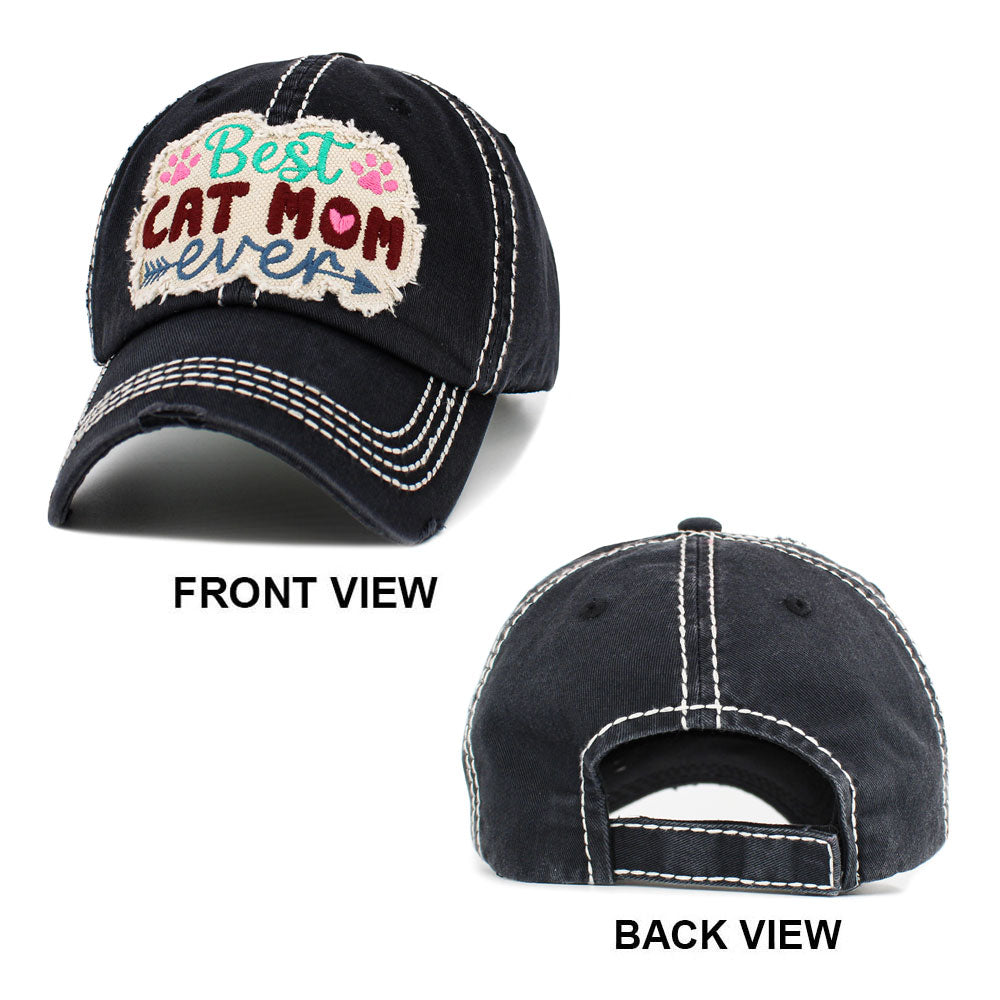 iLLASPARKZ BEST CAT MOM EVER Message Vintage Baseball Cap