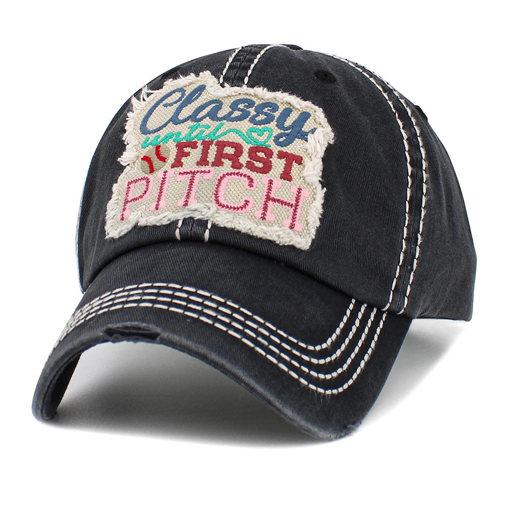 iLLASPARKZ CLASSY UNTIL FIRST PITCH Message Vintage Baseball Cap