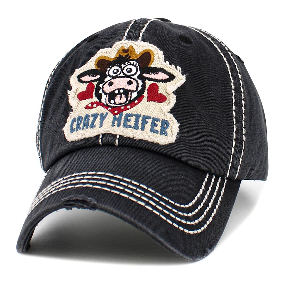 iLLASPARKZ CRAZY HEIFER Message Cow Vintage Baseball Cap