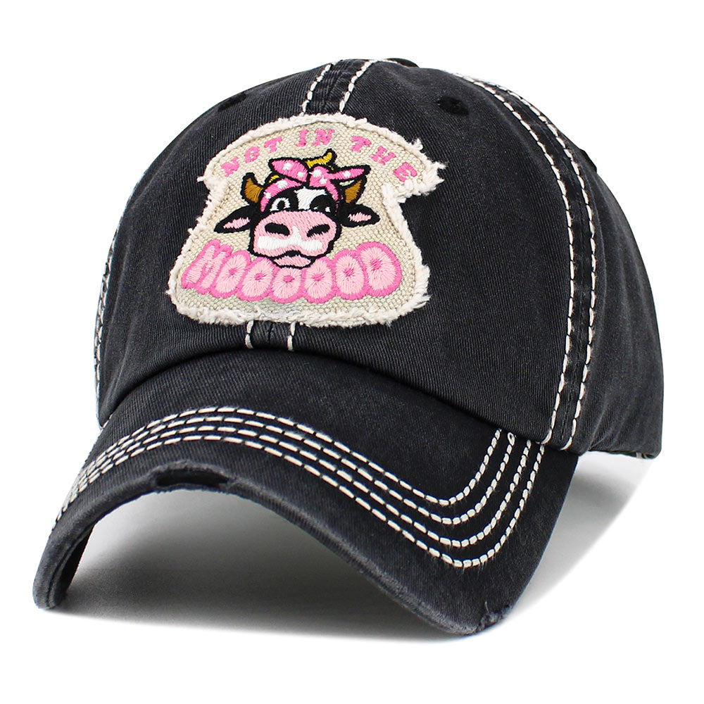 iLLASPARKZ NOT IN THE MOOD Message Cow Vintage Baseball Cap