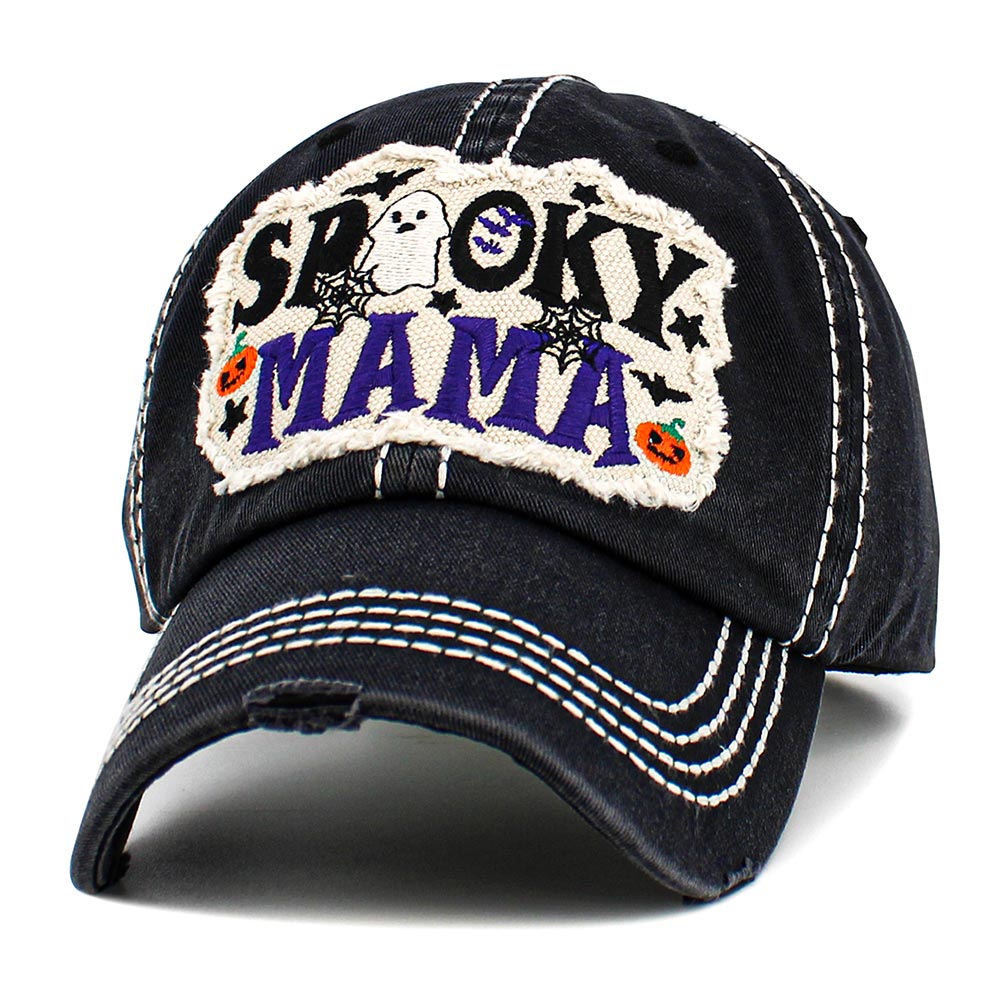 iLLASPARKZ SPOOKY MAMA Halloween Message Patch Accented Vintage Baseball Cap