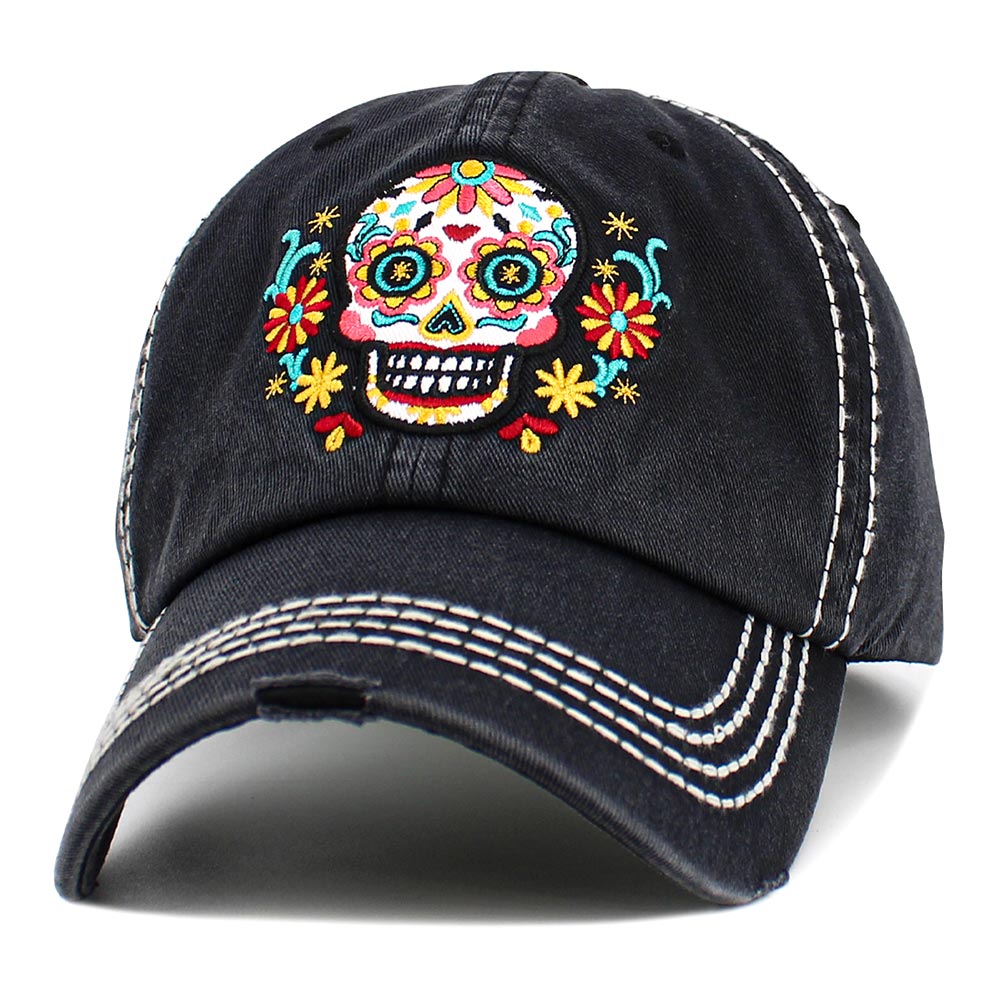 iLLASPARKZ Sugar Skull Patch Accented Vintage Baseball Cap