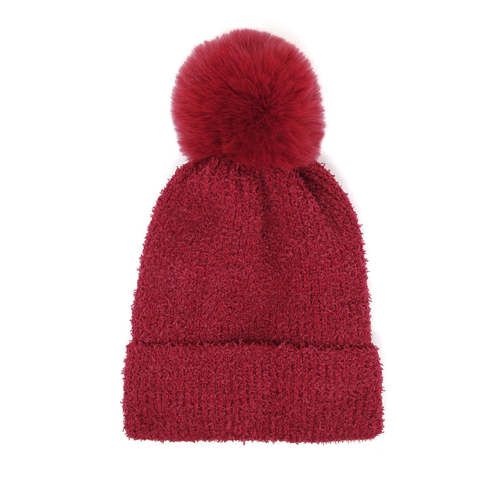 iLLASPARKZ Solid Pom Pom Soft Fluffy Beanie Hat