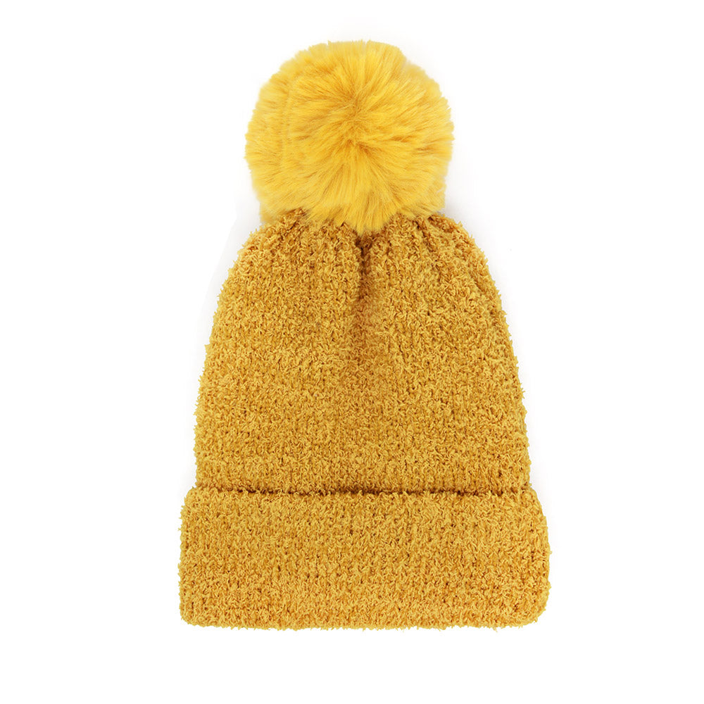 iLLASPARKZ Solid Pom Pom Soft Fluffy Beanie Hat