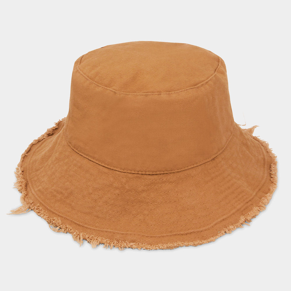 iLLASPARKZ Wired Brim Frayed Edge Solid Bucket Hat