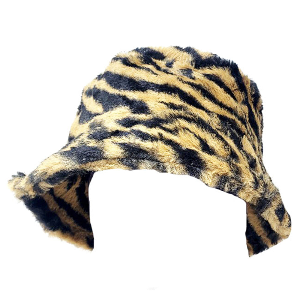 iLLASPARKZ Tiger Print Faux Fur Bucket Hat