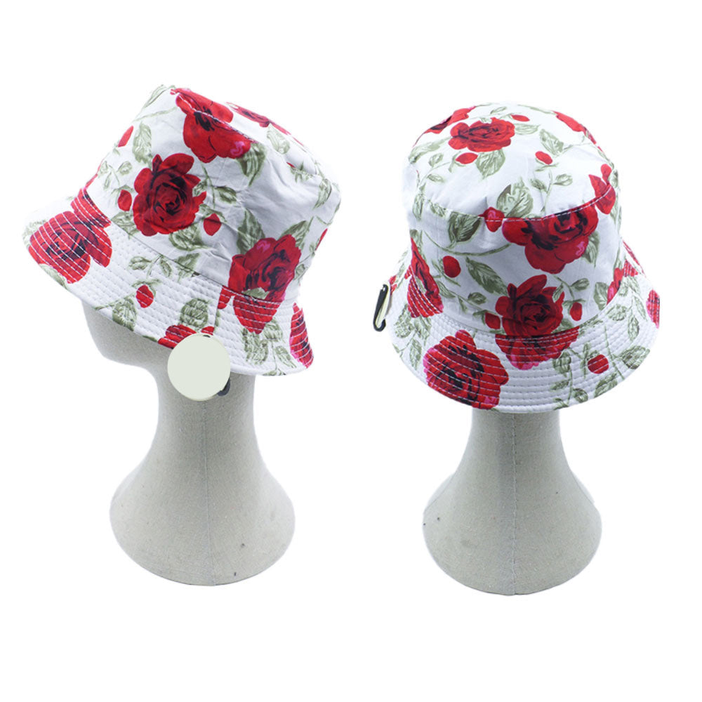 iLLASPARKZ Reversible Rose Flower Leaf Patterned Bucket Hat