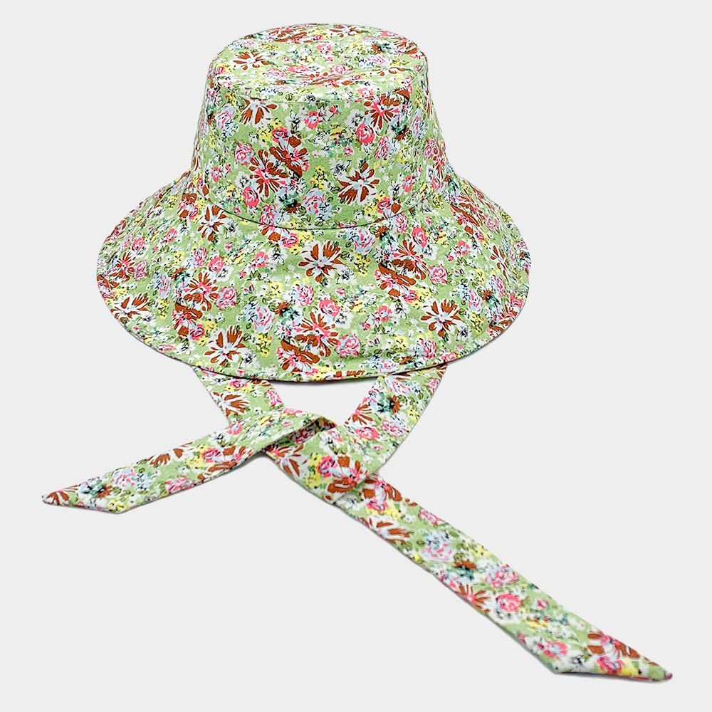 iLLASPARKZ Flower Patterned Chin Tie Bucket Hat