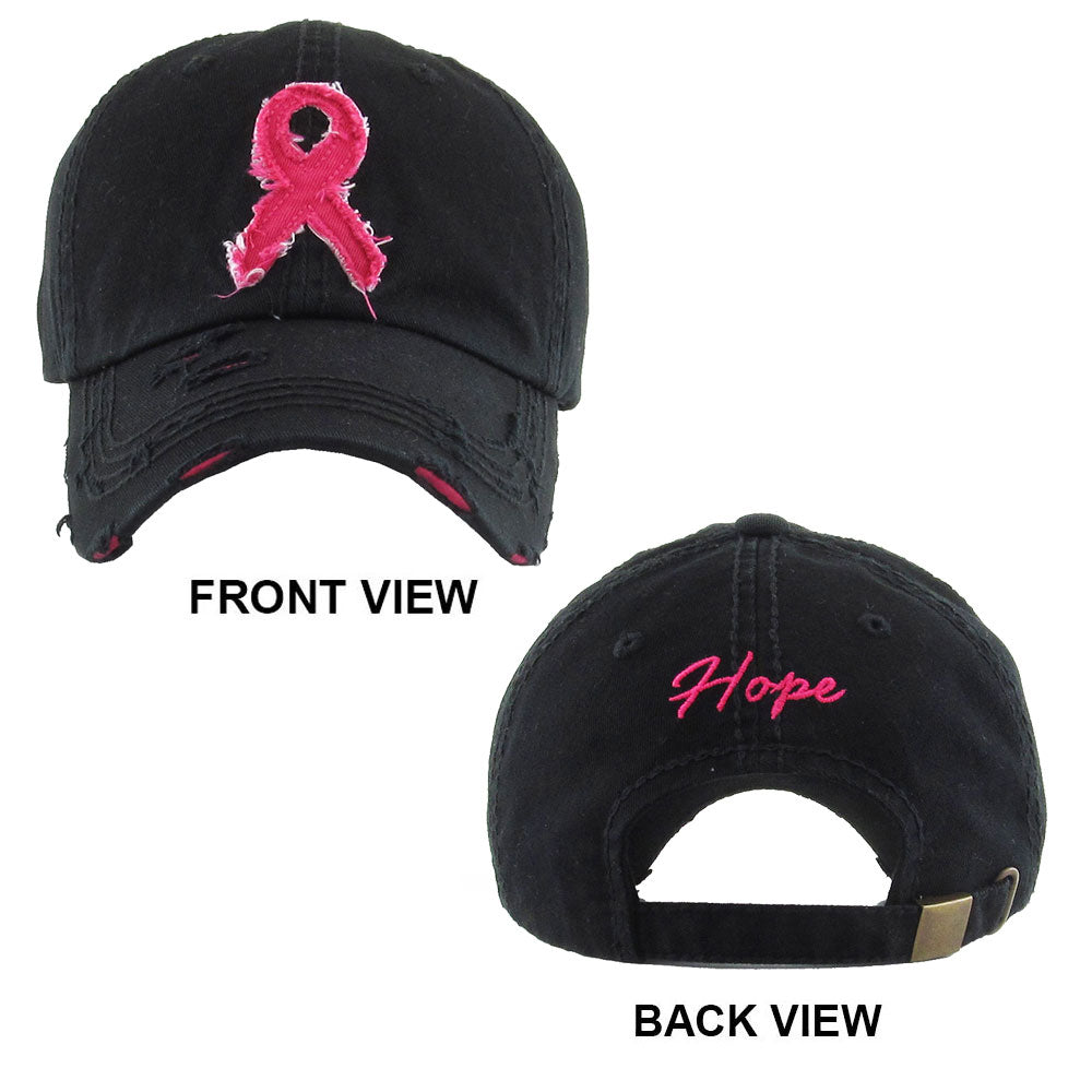 iLLASPARKZ Pink Ribbon Accented Vintage Baseball Cap