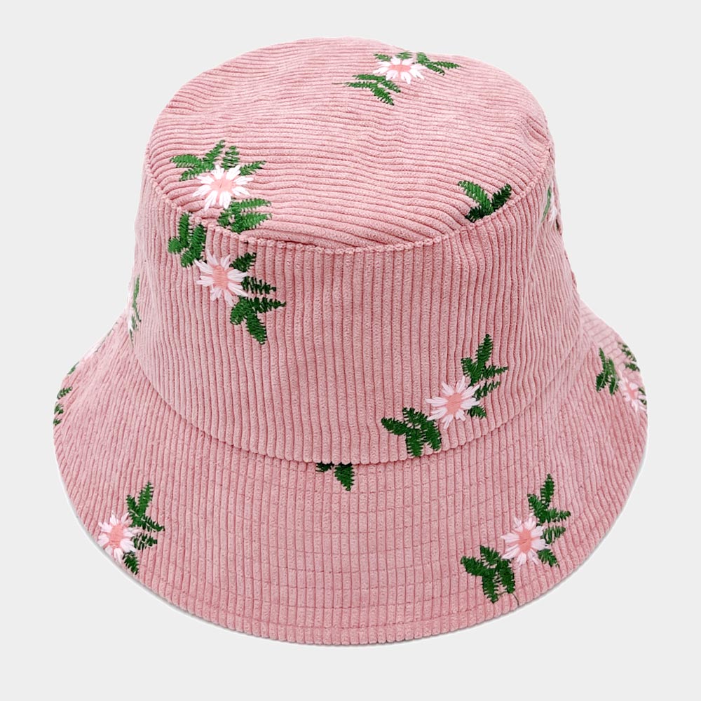 iLLASPARKZ Embroidered Floral Corduroy Bucket Hat