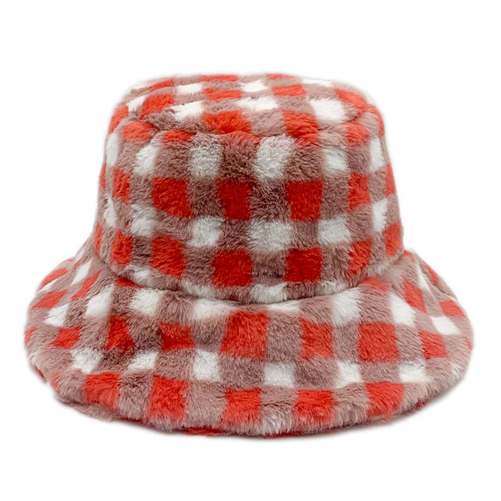 iLLASPARKZ Checkered Faux Fur Bucket Hat