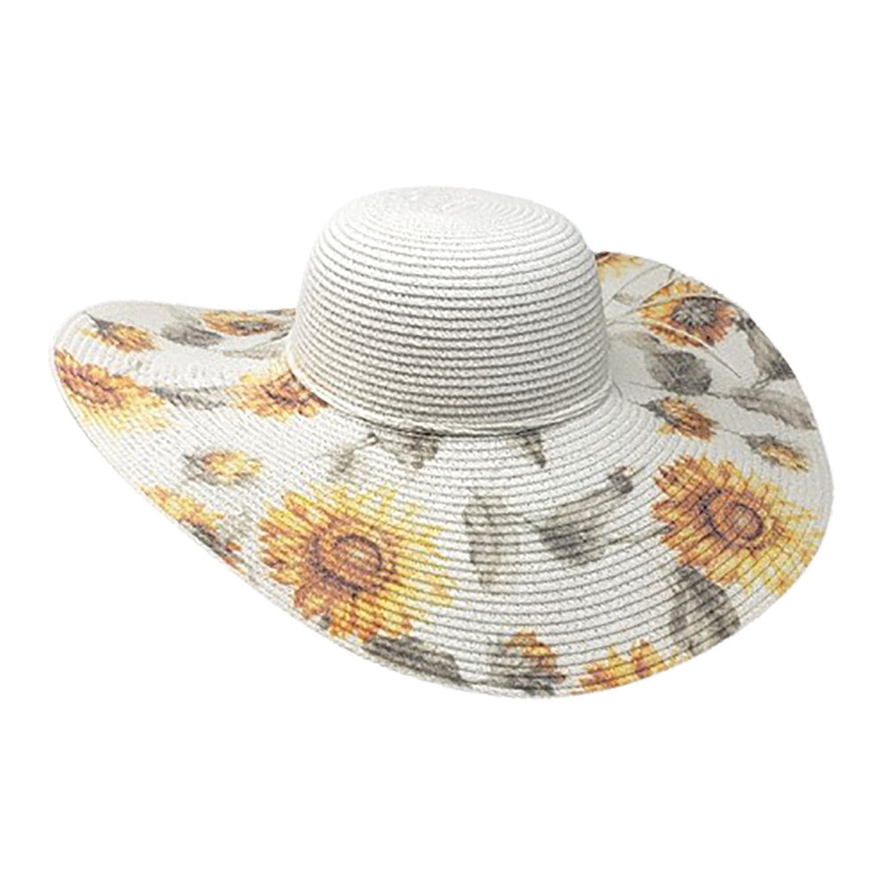 iLLASPARKZ Sunflower Patterned Straw Floppy Sun Hat