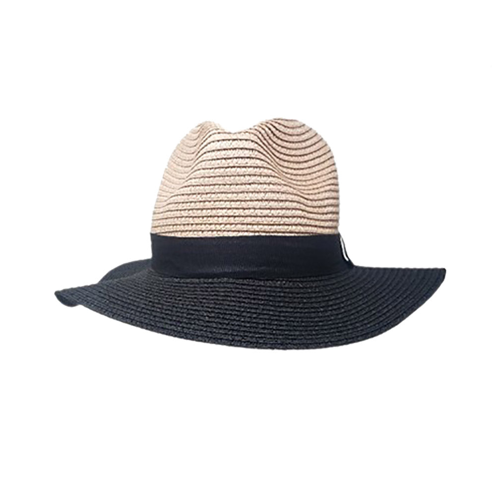 iLLASPARKZ Black Band Two Tone Straw Panama Sun Hat