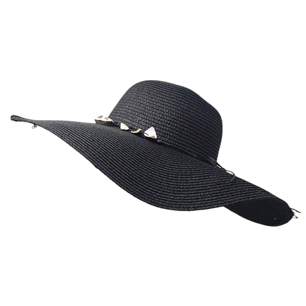 iLLASPARKZ Shell Embellished Band Straw Floppy Sun Hat