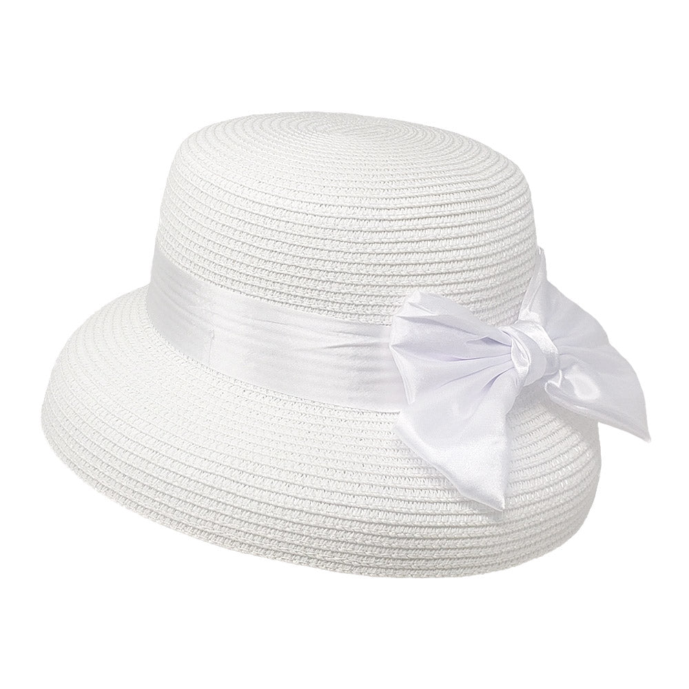 iLLASPARKZ Satin Bow Band Straw Church Hat