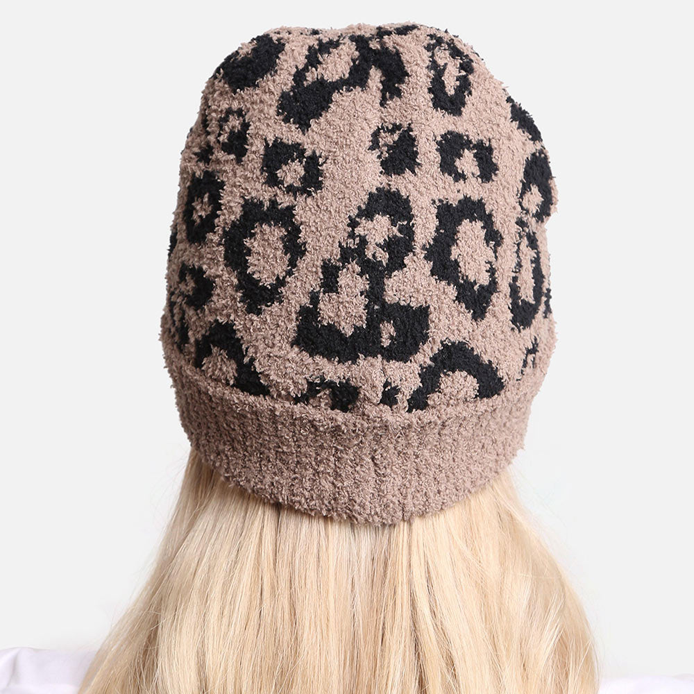 iLLASPARKZ Leopard Patterned Soft Knit Beanie Hat