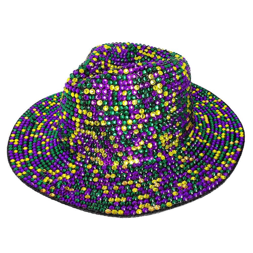 iLLASPARKZ Bling Studded Mardi Gras Fedora Hat