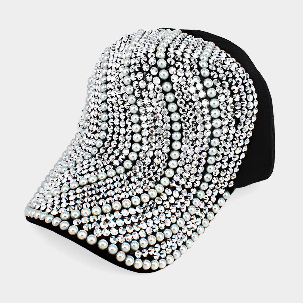 iLLASPARKZ Wavy Pearl Studded Baseball Cap