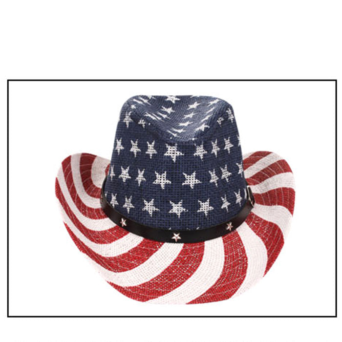 iLLASPARKZ American Flag Print Straw Cowboy Sun Hat