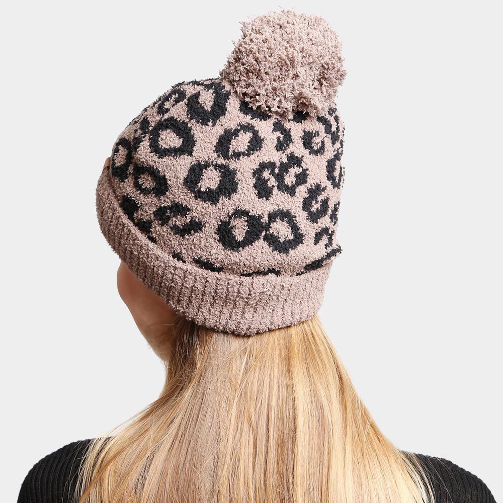 iLLASPARKZ Leopard Lined Pom-Pom Beanie