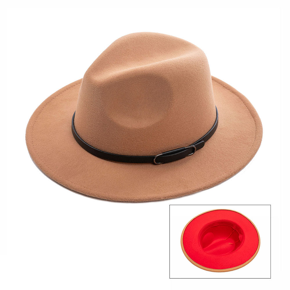 iLLASPARKZ Faux Leather Band Pointed Solid Panama Hat