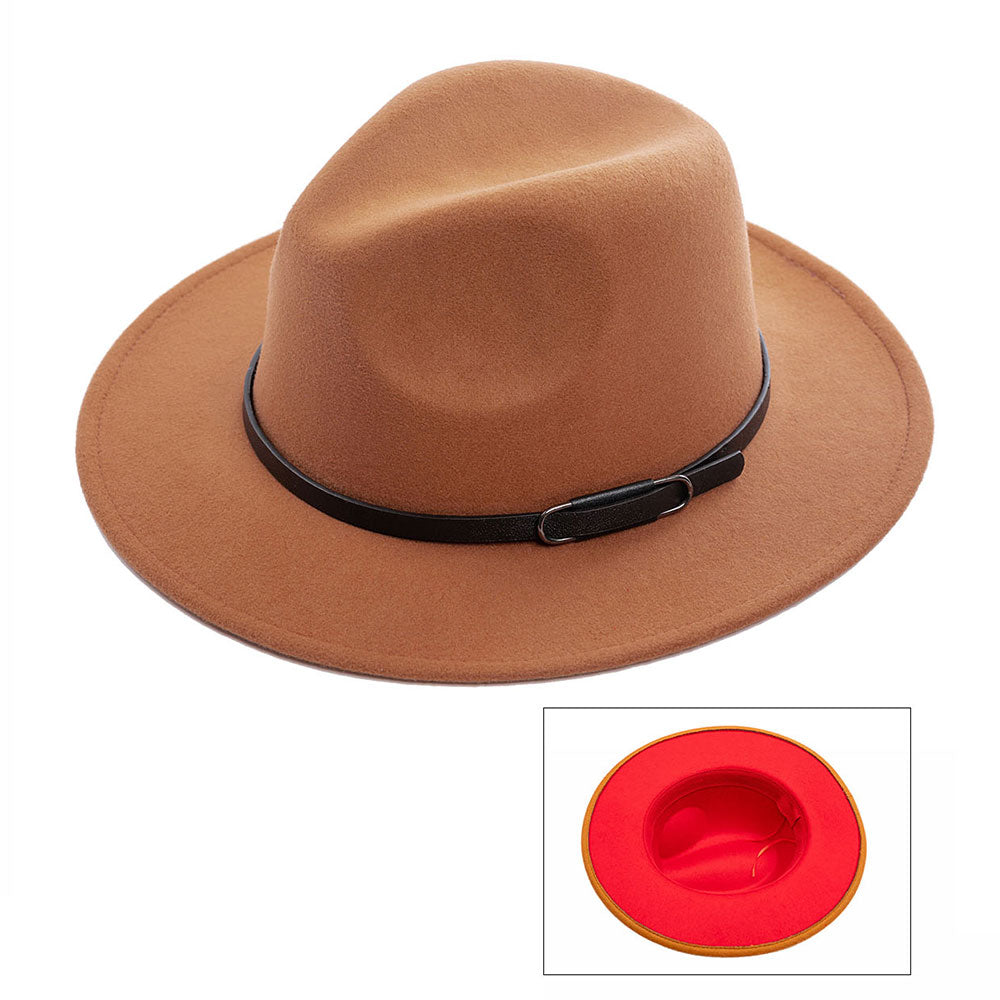 iLLASPARKZ Faux Leather Band Pointed Solid Panama Hat