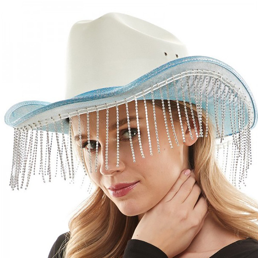 iLLASPARKZ Rhinestone Fringe Glittered Cowboy Hat