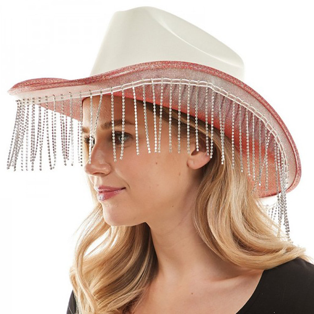 iLLASPARKZ Rhinestone Fringe Glittered Cowboy Hat