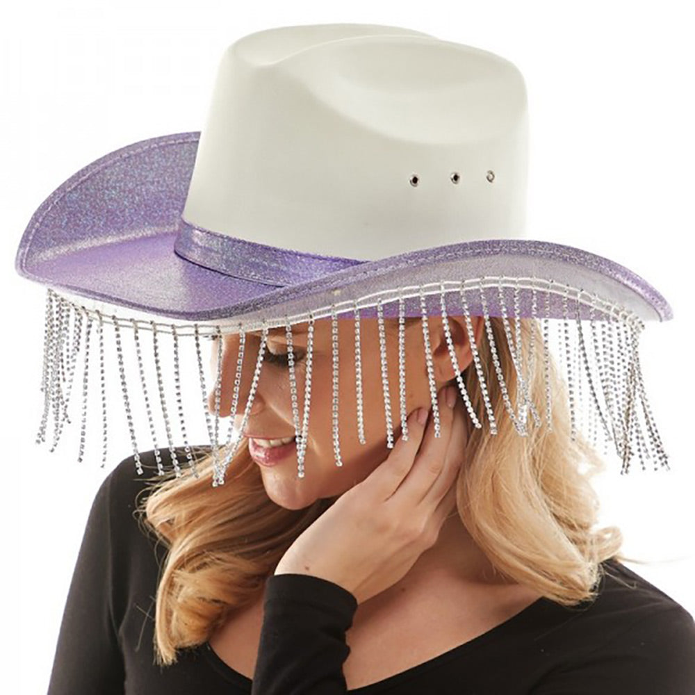 iLLASPARKZ Rhinestone Fringe Glittered Cowboy Hat