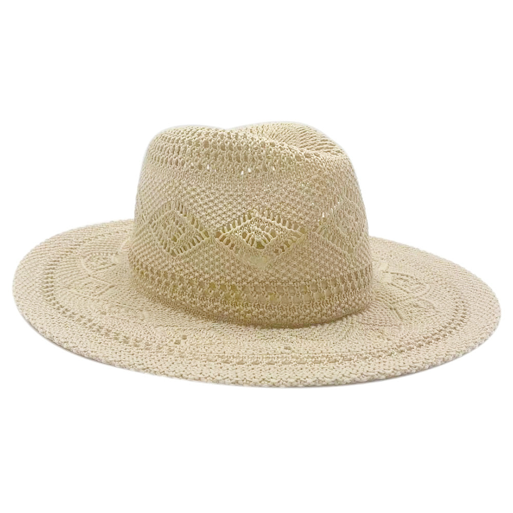 iLLASPARKZ Pattern Detailed Straw Panama Sun Hat