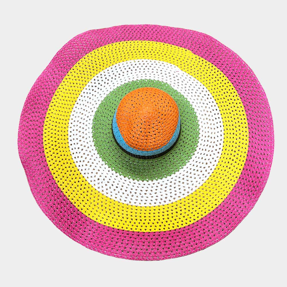 iLLASPARKZ Color Block Cut Out Straw Sun Hat