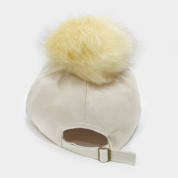 iLLASPARKZ Pom pom faux suede baseball cap