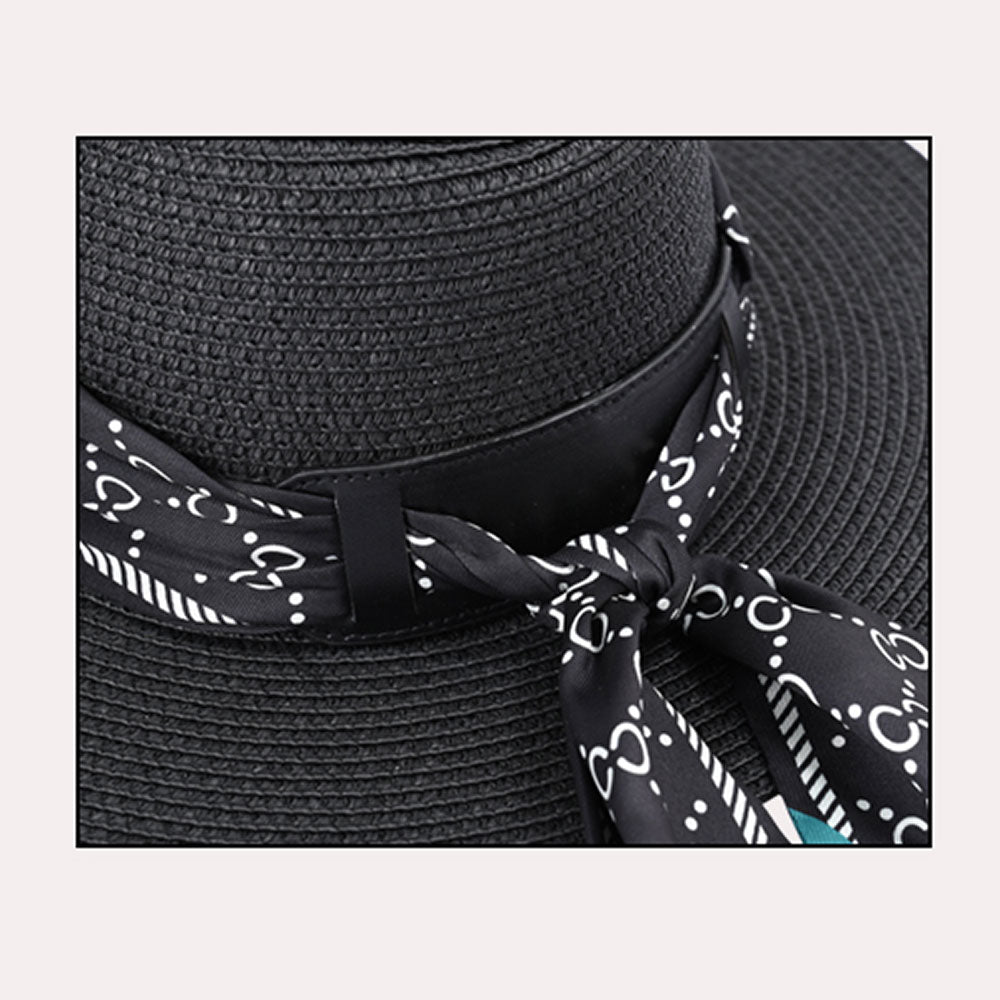 iLLASPARKZ Patterned Scarf Band Straw Sun Hat