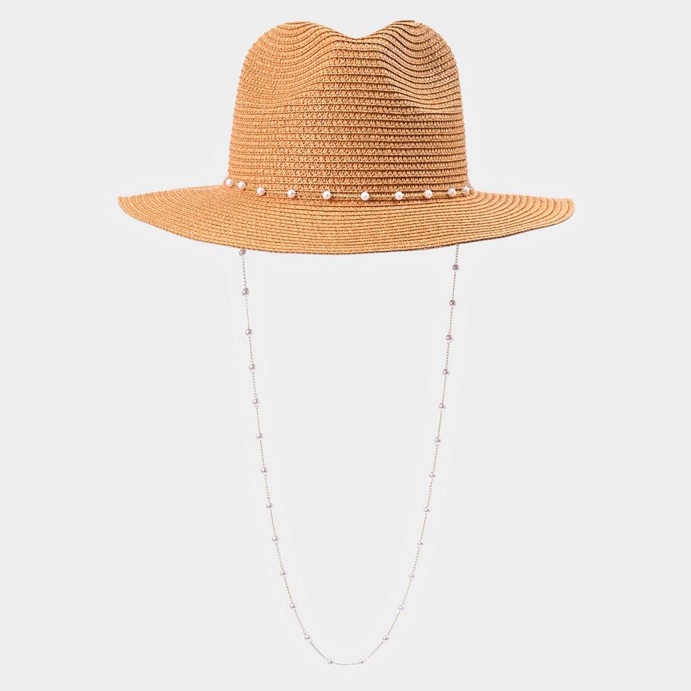 iLLASPARKZ Pearl Embellished Panama Straw Sun Hat