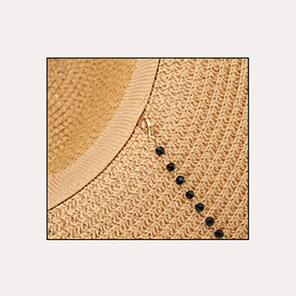 iLLASPARKZ Beaded Chin Tie Straw Sun Hat