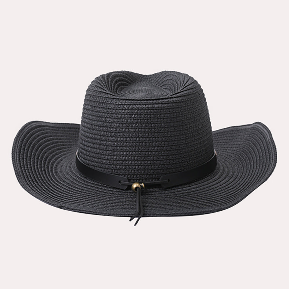 iLLASPARKZ Faux Leather Band Straw Panama Sun Hat