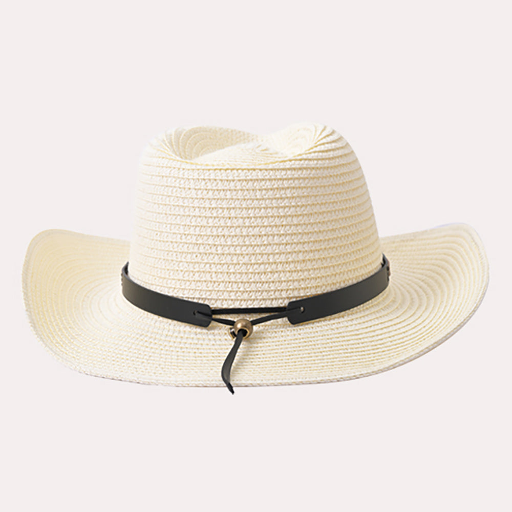 iLLASPARKZ Faux Leather Band Straw Panama Sun Hat