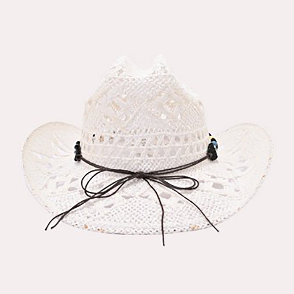 iLLASPARKZ Natural Stone Wood Accented Straw Cowboy Sun Hat