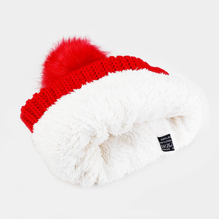 iLLASPARKZ Soft Cable Knit Faux Fur Pom pom Beanie Hat