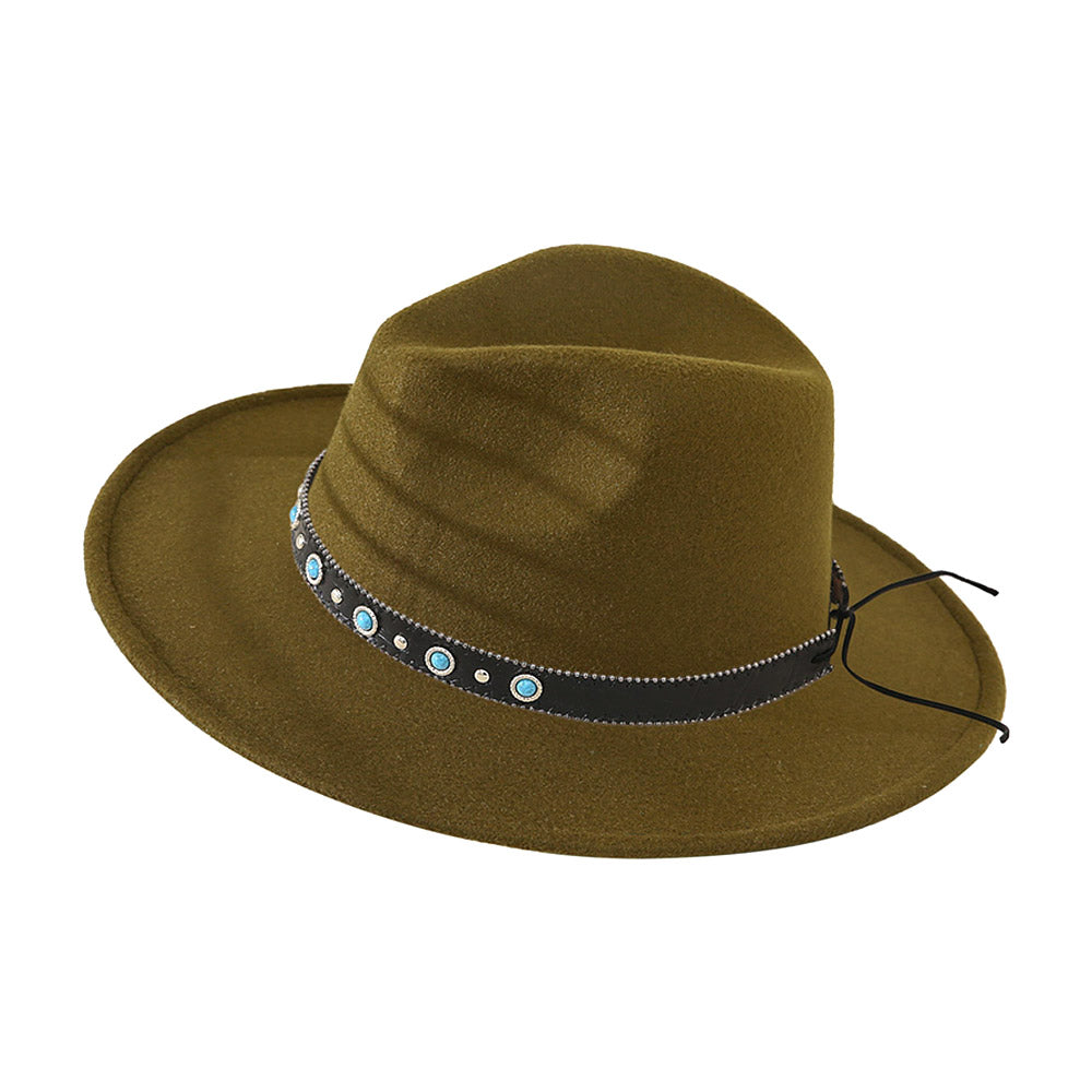 iLLASPARKZ Turquoise Cowboy Trim Felt Panama Hat