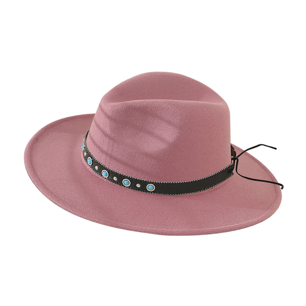 iLLASPARKZ Turquoise Cowboy Trim Felt Panama Hat