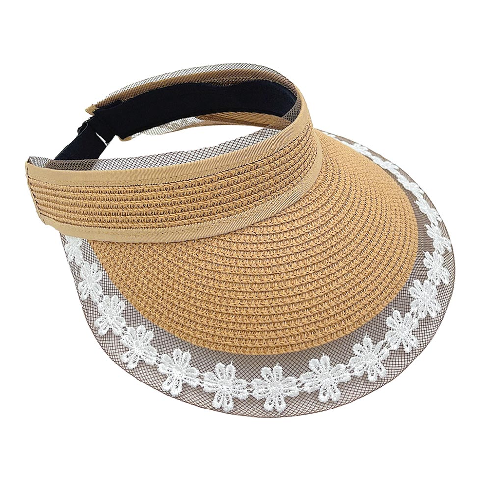 iLLASPARKZ Flower Lace Pointed Straw Sun Visor Hat