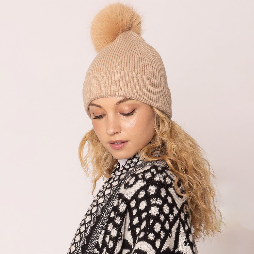 iLLASPARKZ Solid Knit Beanie with Pom