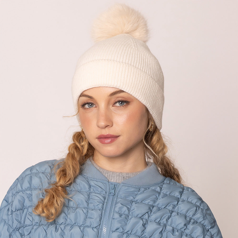 iLLASPARKZ Solid Knit Beanie with Pom