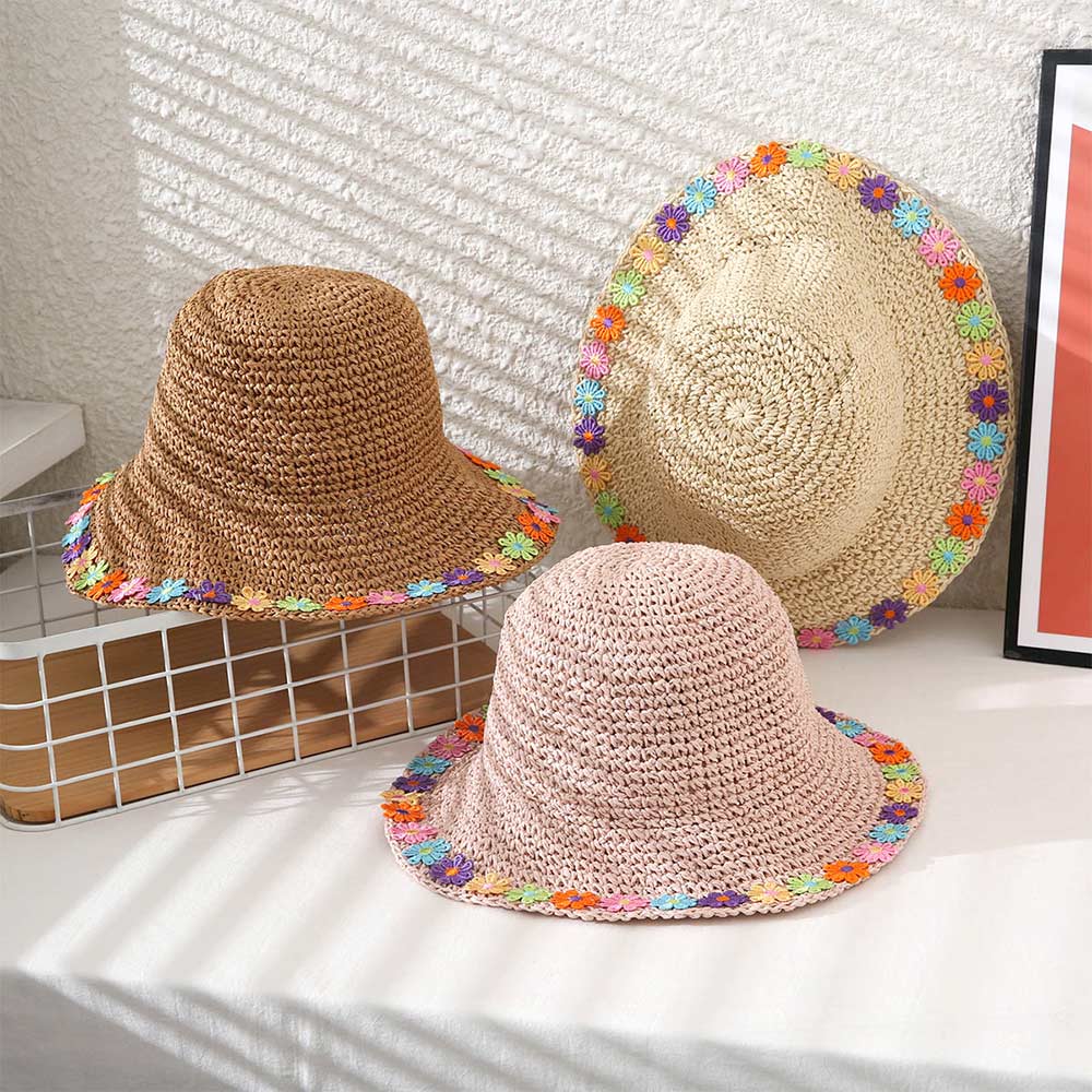 iLLASPARKZ Flower Trimmed Straw Sun Hat