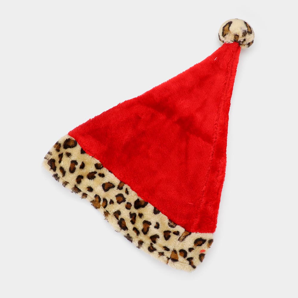 iLLASPARKZ Leopard Plush Christmas Santa Hat