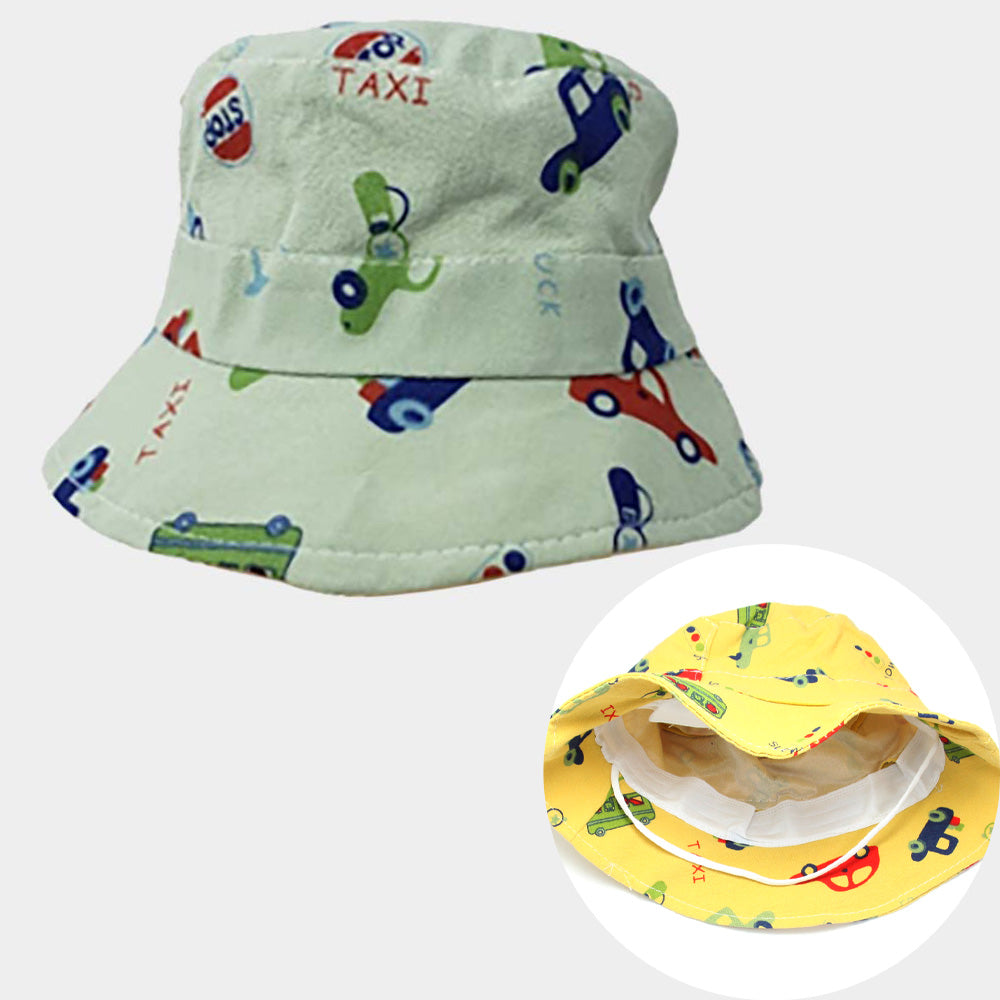 iLLASPARKZ Car Printed Elastic Band Kids Bucket Hat